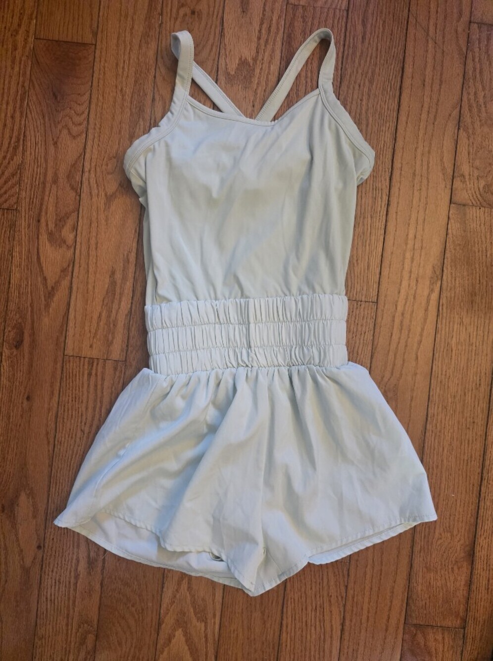 Pink Lily Light Green Smocked Waist Romper